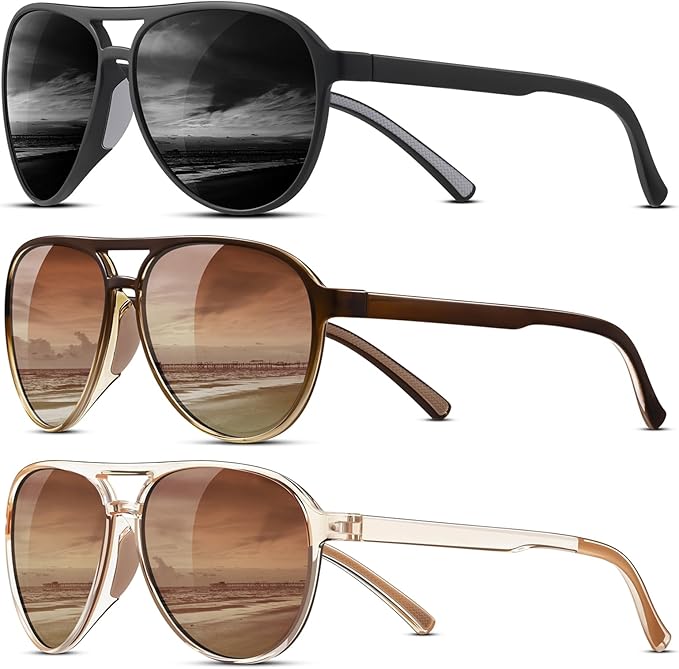 KUGUAOK Polarized Aviator Sunglasses (UV400, Unisex)